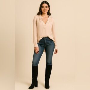 Ruti Blush Pink Silk Tunic Top | Size L | Excellent Condition